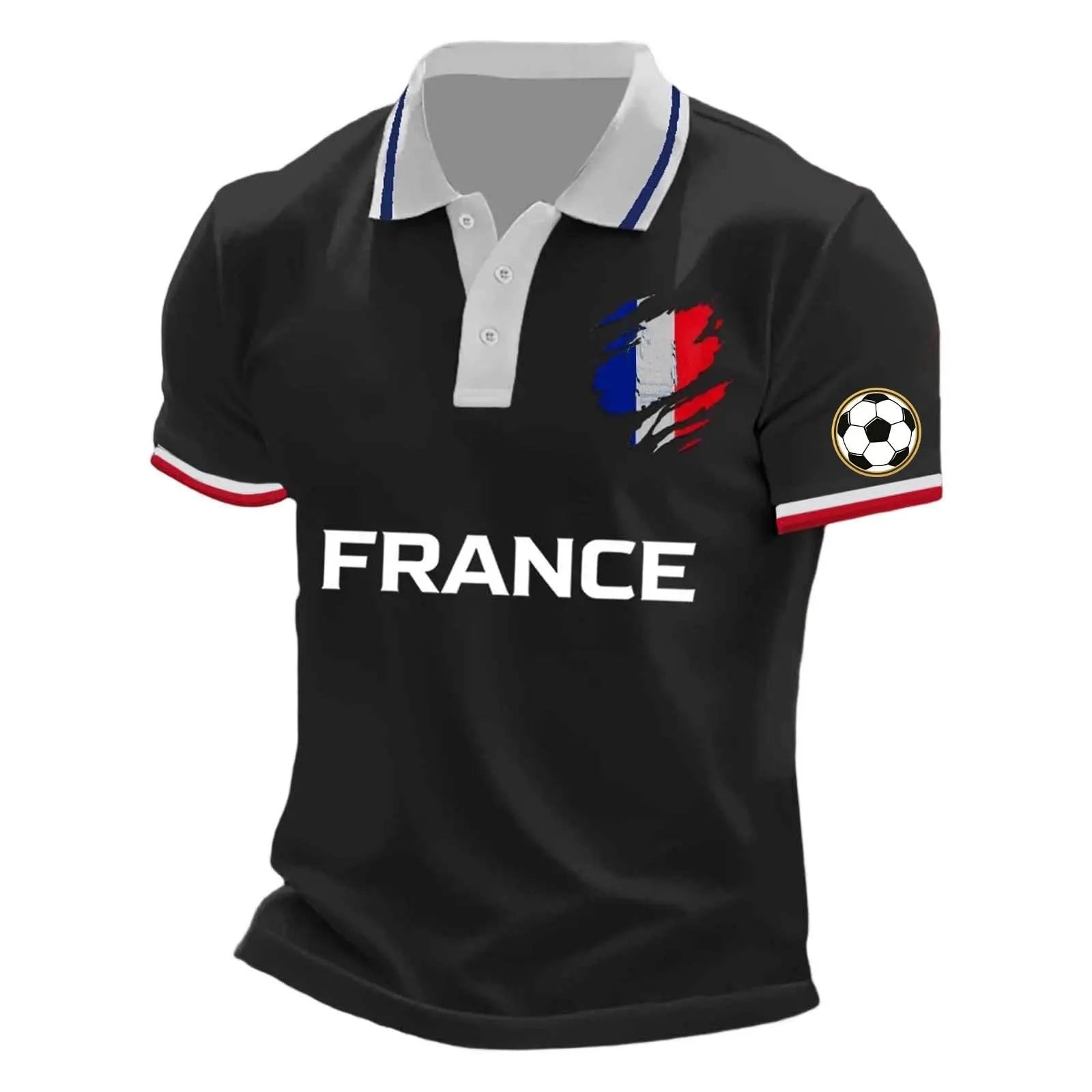 France 2026 Men's Football Supporter T-Shirt Streetwear, front view, royal blue, white, red accents, image 93 of 94