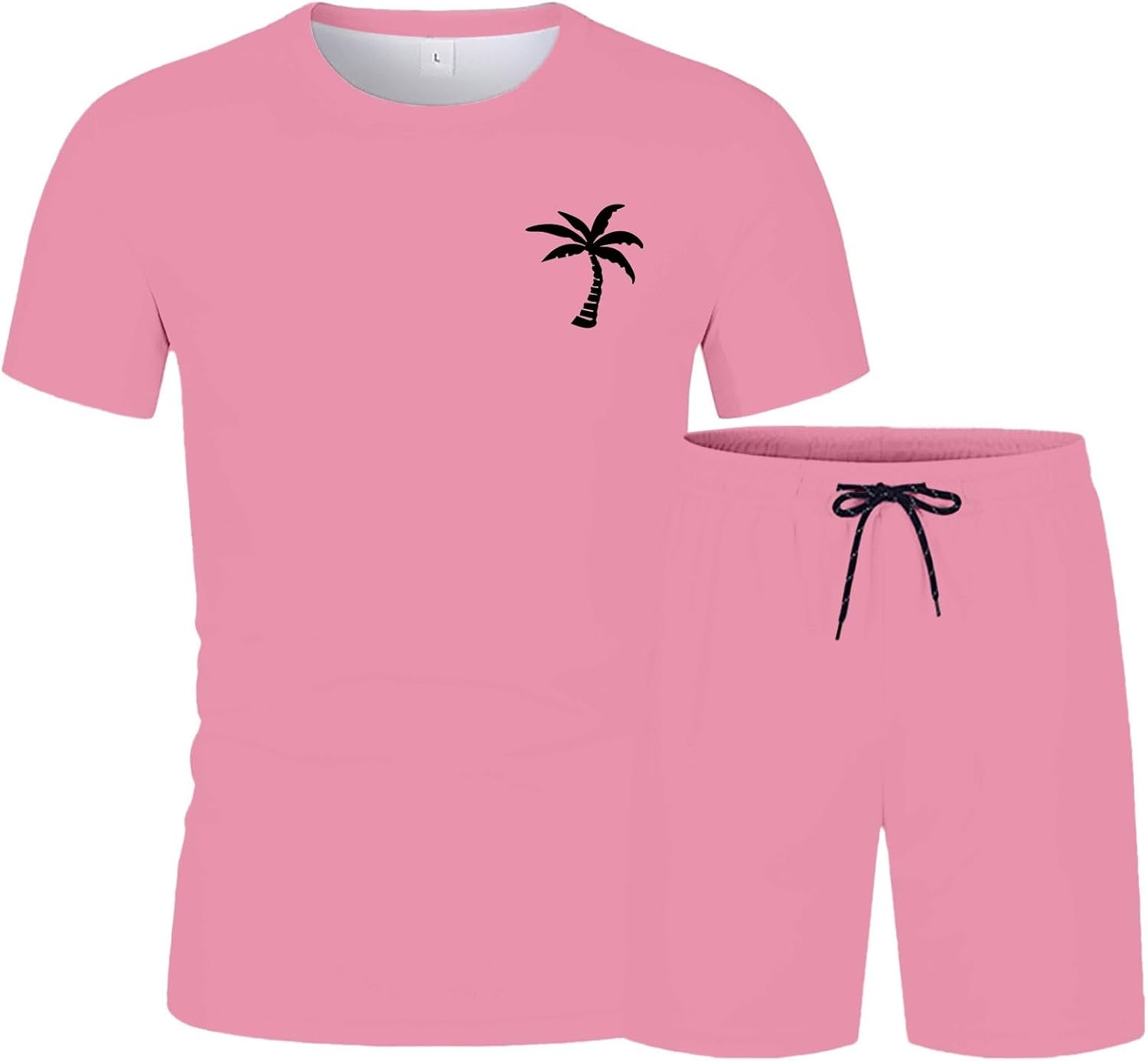 Générique Men's 2-Piece Set Shorts and T-Shirt Cotton Summer Casual Fashion Sport Breathable Tracksuit Outfit Casual Beach Holiday Vintage A143