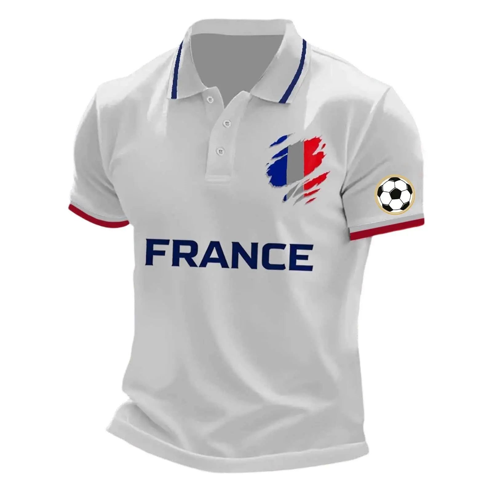 France 2026 Men's Football Shirt, blue with white and red accents, streetwear style, fan apparel.
