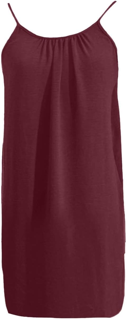 Générique Women Summer 2026 Summer Sleeveless Long Summer Casual Flowy Open Back Camisole Dress for Vacation Beach Home Solid Color