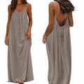 nnOuOnn Women's Backless Cami Dress Summer 2026 Sleeveless Long Casual Summer Dress Summer Dress Open Back Flowy Summer Dress for Vacation Beach Home Solid Color
