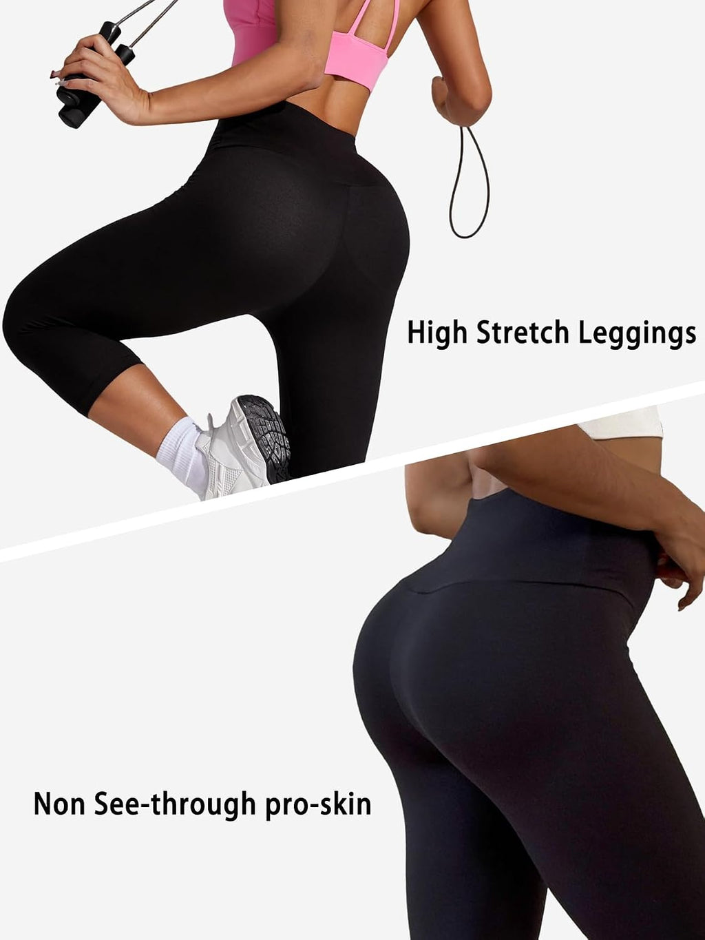 3 Pack Women's High Waisted Capri Pants 5" Super Soft Tummy Control Non See Through Workout Running Yoga