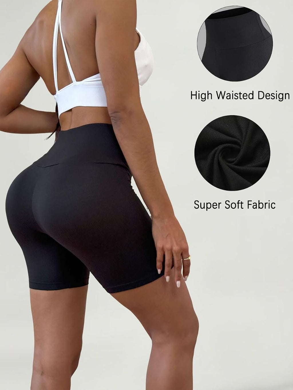 High Waisted Biker Shorts for Women Super Soft Tummy Control Non See Through Workout Running Yoga 6" Inseam 4 Pack