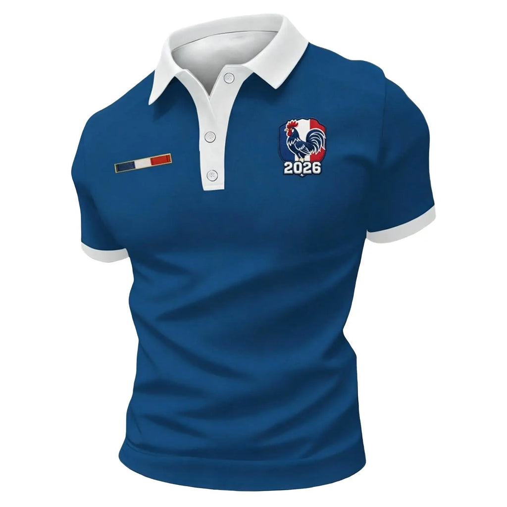 26/94: 2026 Men's Football Jersey, breathable fan sports t-shirt. Blue & white design, front view.