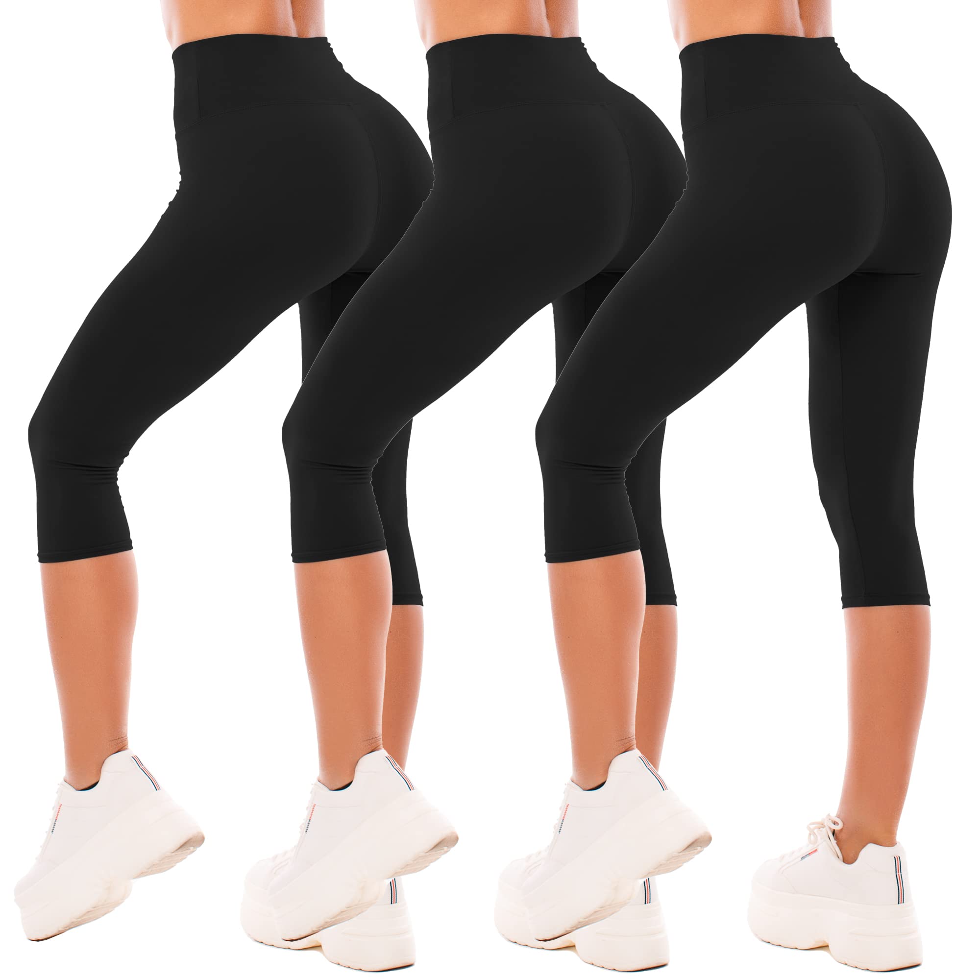 SINOPHANT Women's 3/4 Leggings, Sports Trousers, Jegging, High Waisted Yoga Opaque Soft Capri Trousers