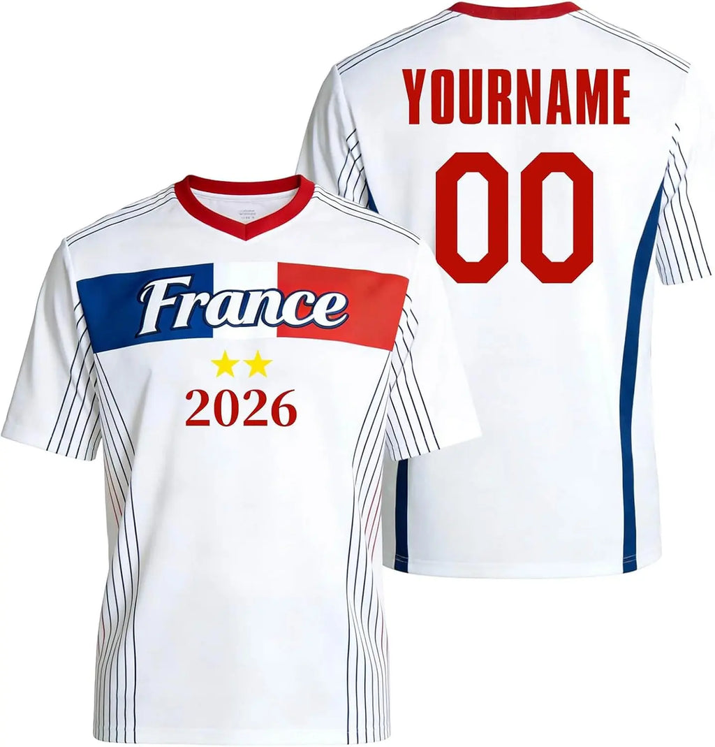 Maillot Foot Enfant Adulte Personnalisé avec Nom Numéro - 2026 Maillot de L'équipe Homme Femme Garçon T-Shirt de Maillots Domicile et Extérieur, Football Shirt, Cadeau de Sport