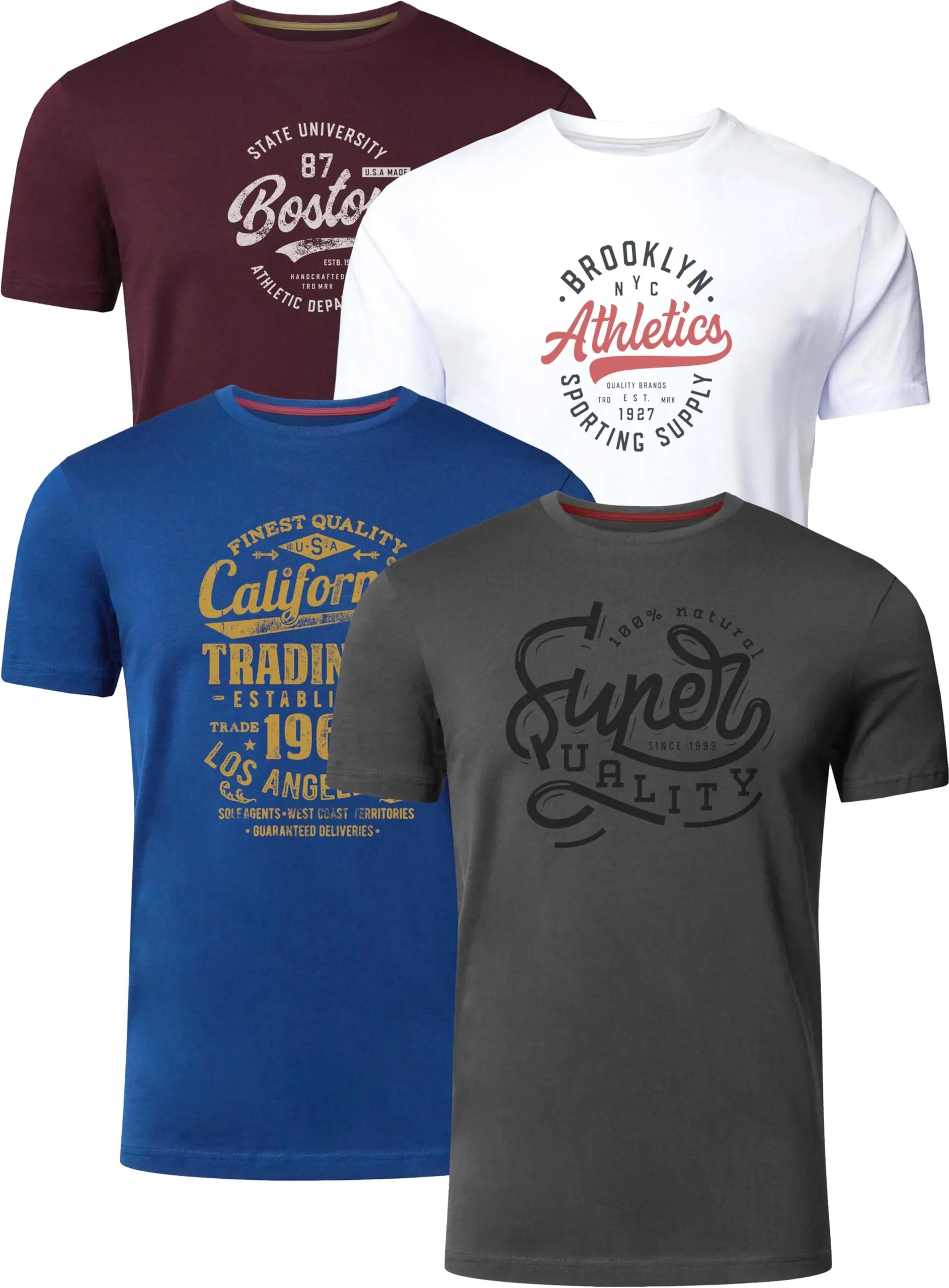 Men's cotton crew neck t-shirts 4-pack, everyday comfort, assorted colors. Image 42 of 49.