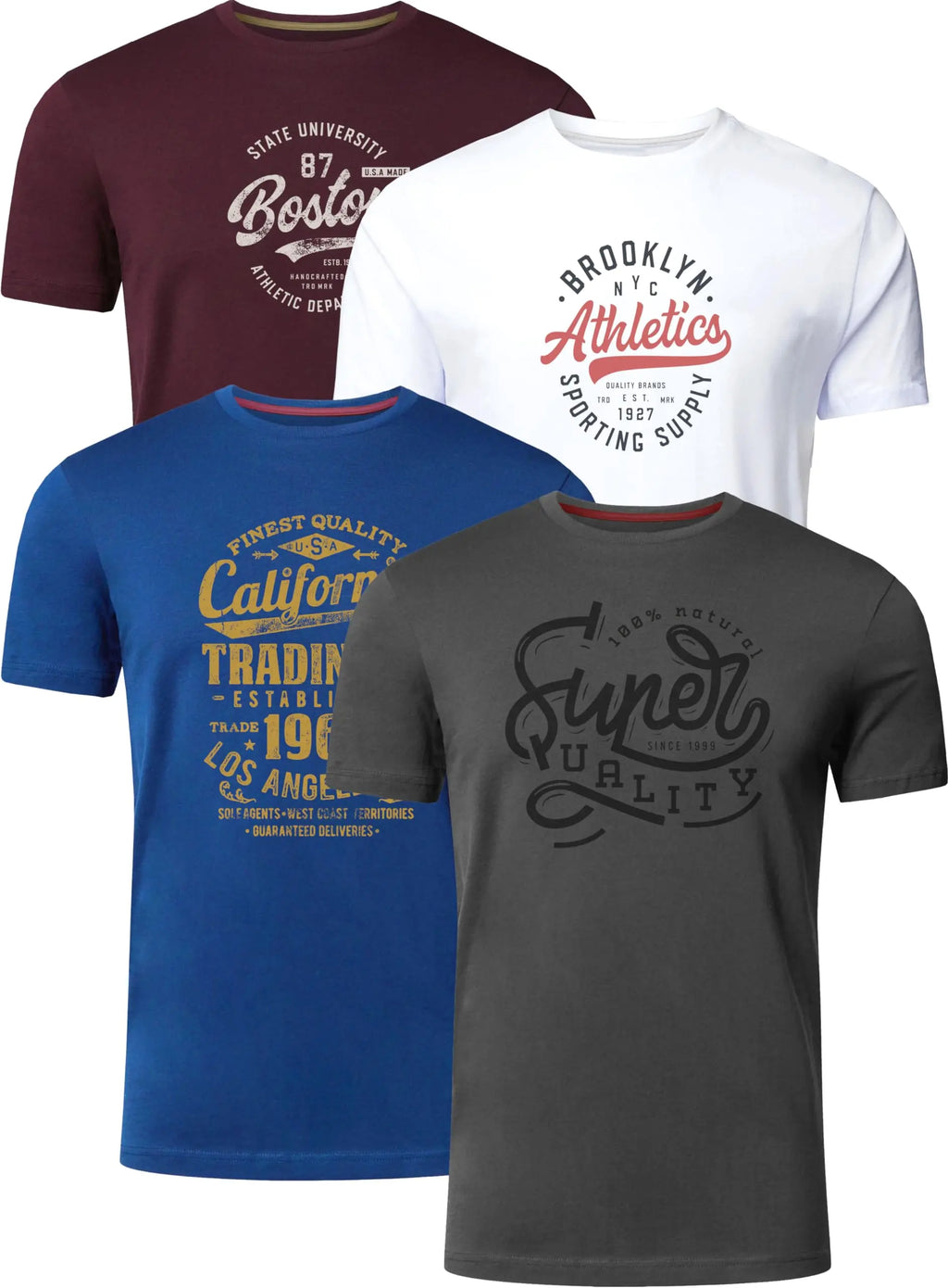 Men's 4-pack cotton crew neck t-shirts, various colors, comfortable everyday wear. Image 19 of 49.