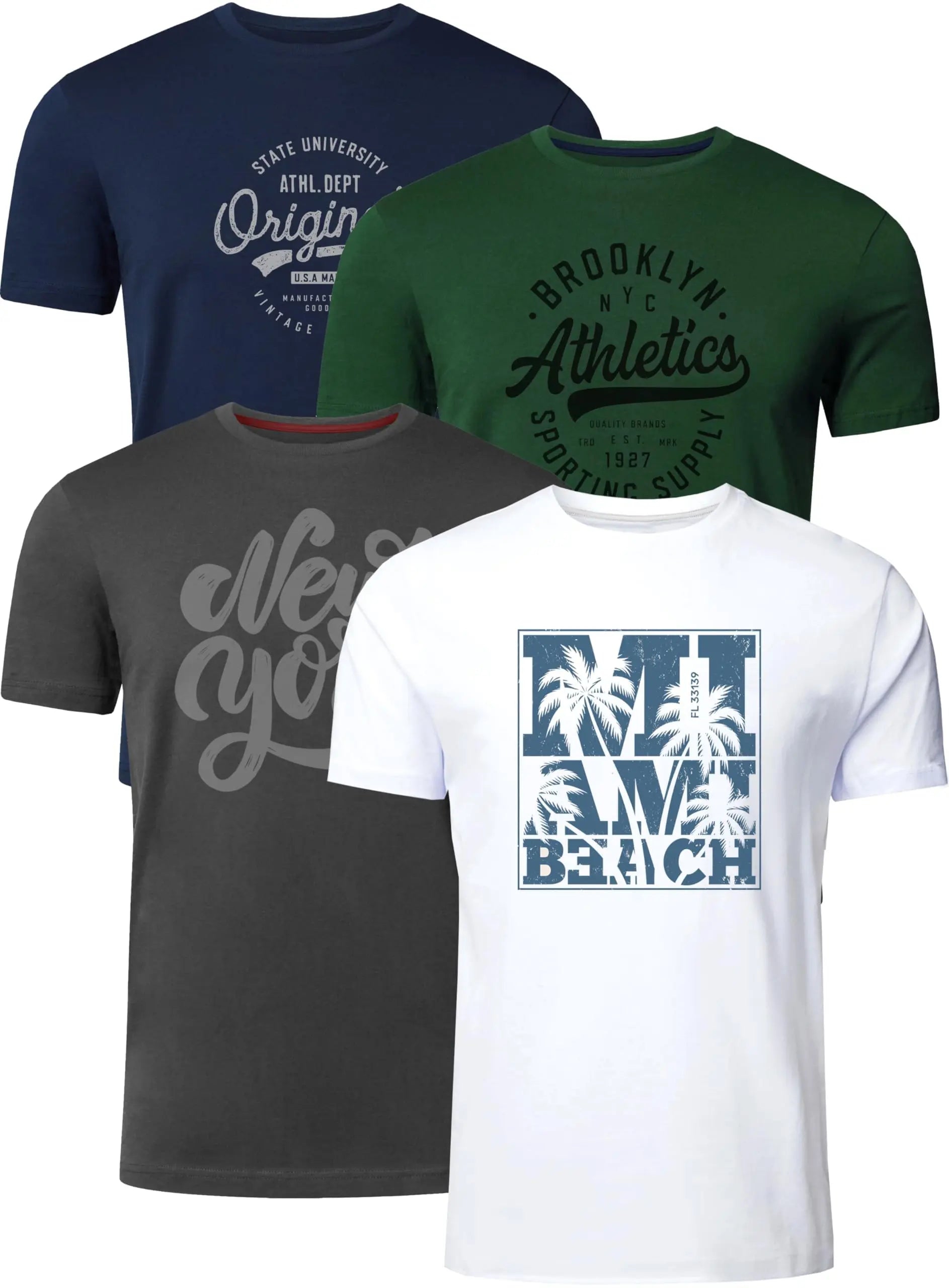 Men's cotton t-shirts 4-pack, everyday comfort crew neck, assorted colors. Image 32 of 49.