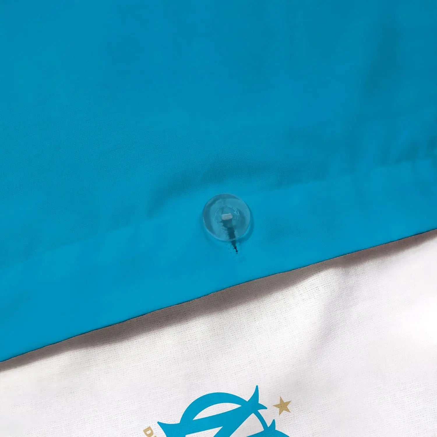 OM Duvet Cover and Pillowcase 100% Cotton – Net Curtain 240 x 220 + 2 to 63 x 63 cm, Blue