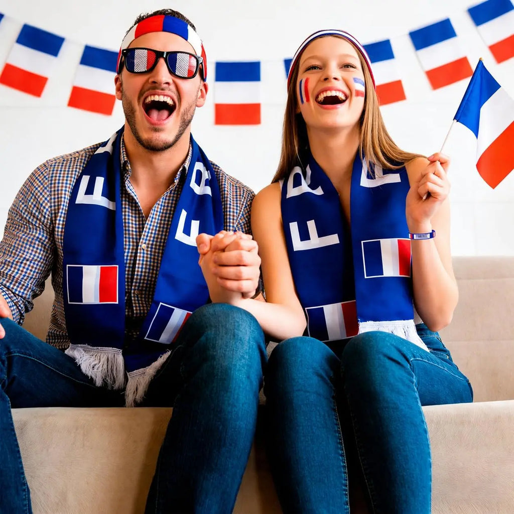 5-Piece France Flag Stand Kit, France Flag Scarf Bracelet Glasses Make-up Headband, Accessories Fan World Cup 2026, France Football Team Jersey, Supporter Kit for Stadium Party