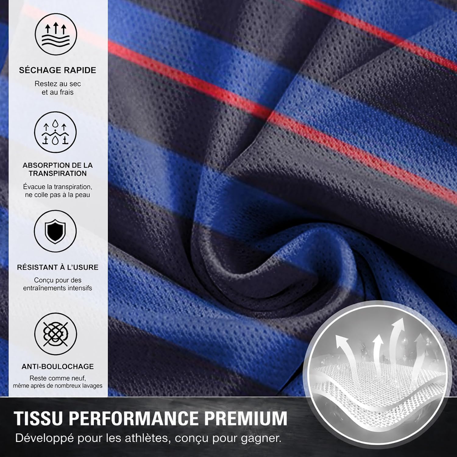 Maillot de Foot Personnalisé France, T-Shirt Sport Personnalisable Nom et Numéro, Enfant et Adulte Tenue de Sport pour Entraînement et Cadeau Football