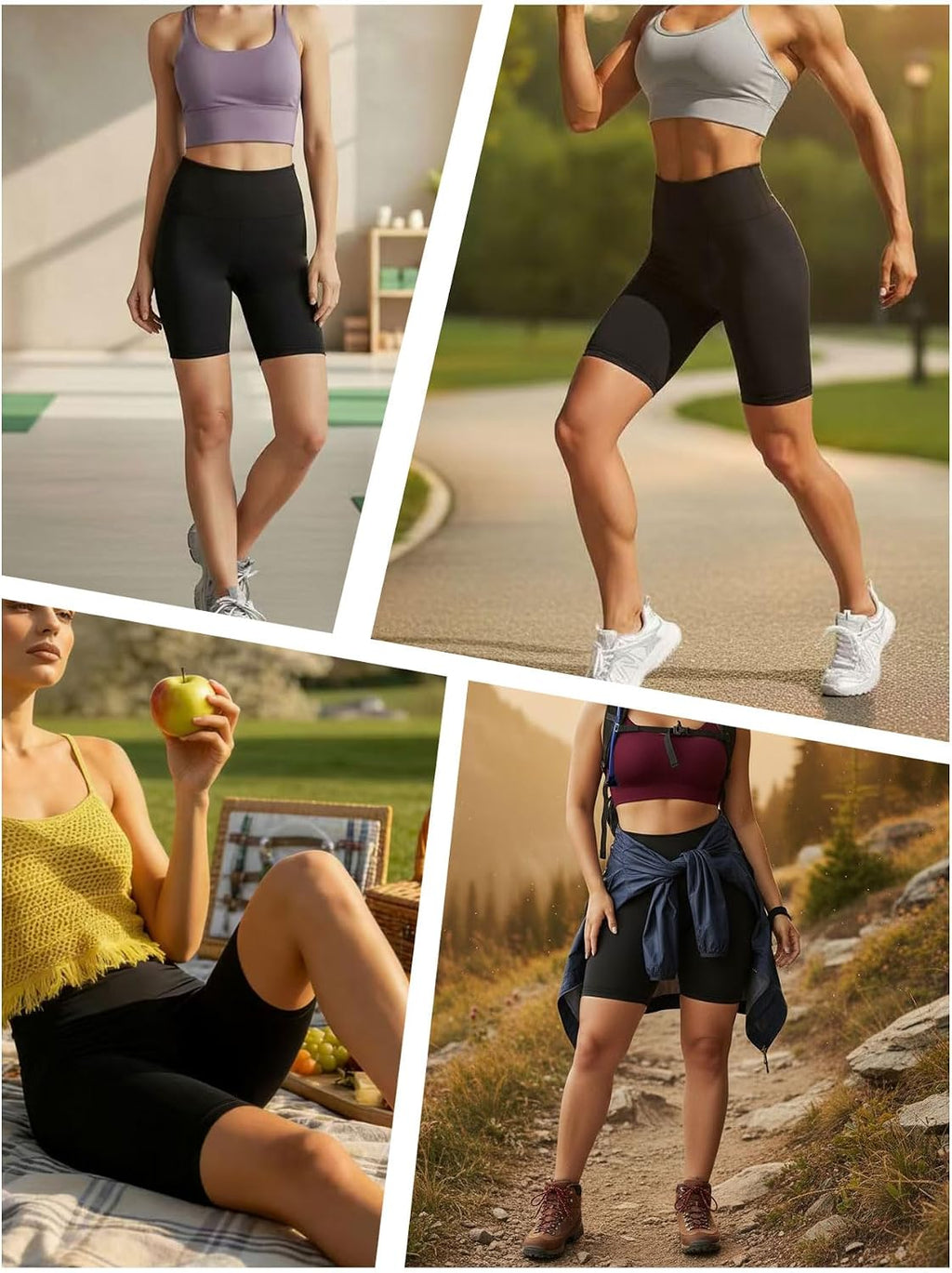 High Waisted Biker Shorts for Women Super Soft Tummy Control Non See Through Workout Running Yoga 6" Inseam 4 Pack