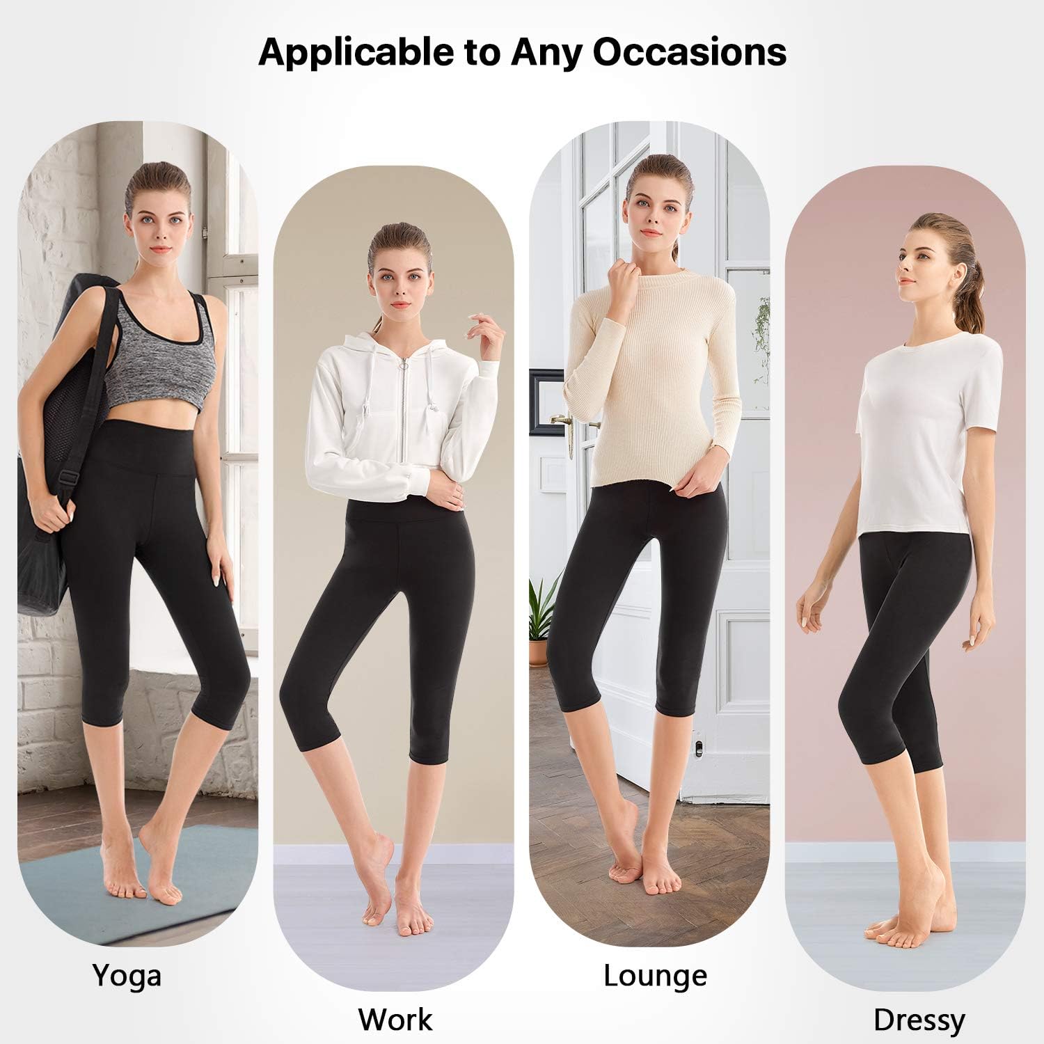 SINOPHANT Women's 3/4 Leggings, Sports Trousers, Jegging, High Waisted Yoga Opaque Soft Capri Trousers