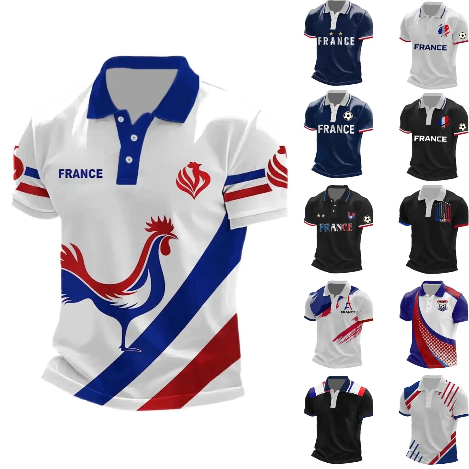 France 2026 Men's Football Supporter T-Shirt Streetwear, front view. Image 45 of 94.