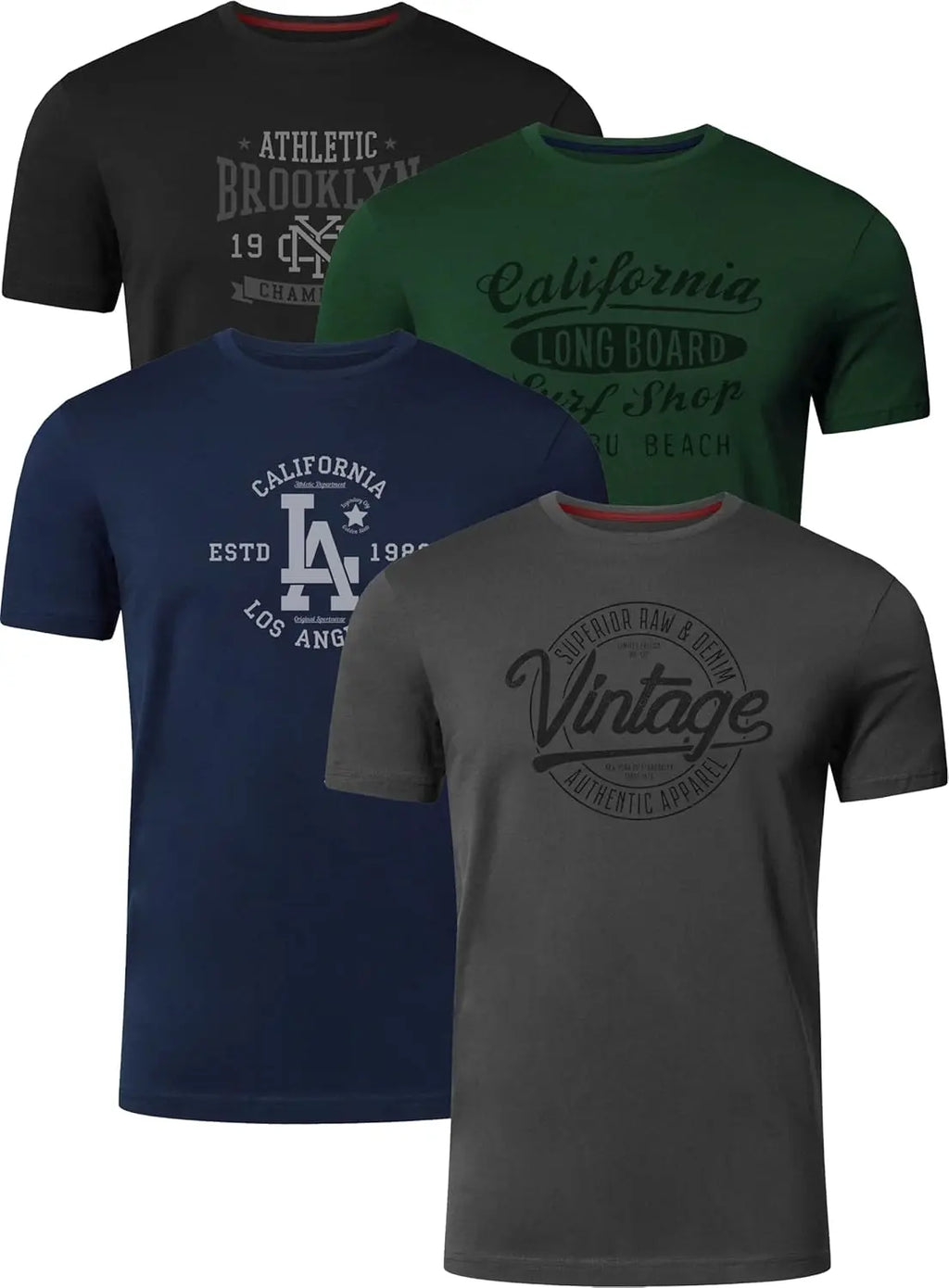 Men's 4-pack cotton crew neck t-shirts in white, comfortable everyday wear. Image 1 of 49.