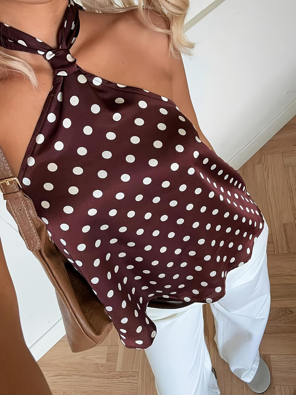 Women's Sexy Backless Sleeveless Top Polka Dot Backless Tie Neck Fashion Tops Y2K