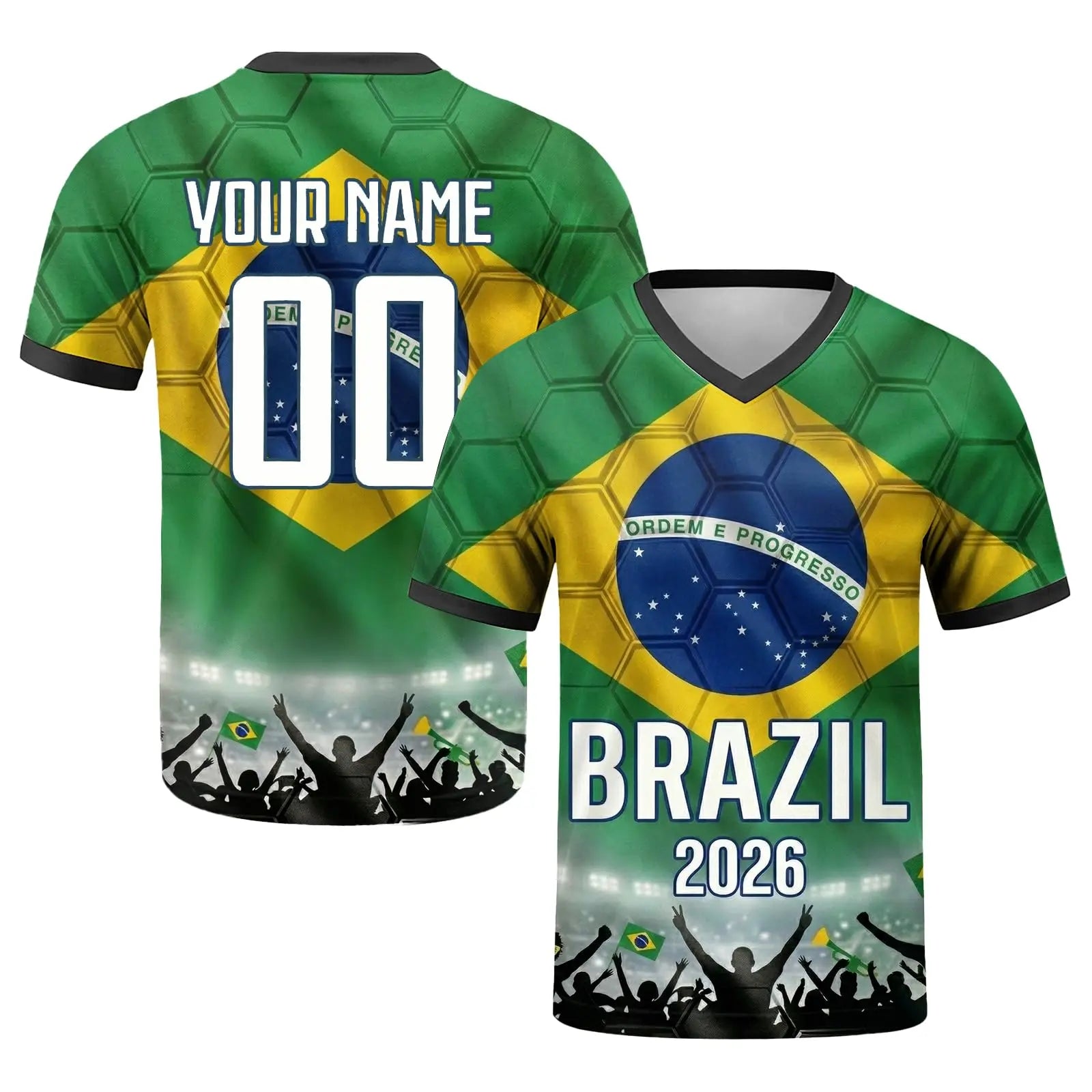 Customization World Cup 2026 Football Jersey for Children, Adults, Personalized Football Jersey for Name & Number, Comfortable and Breathable, for Matches and Training
