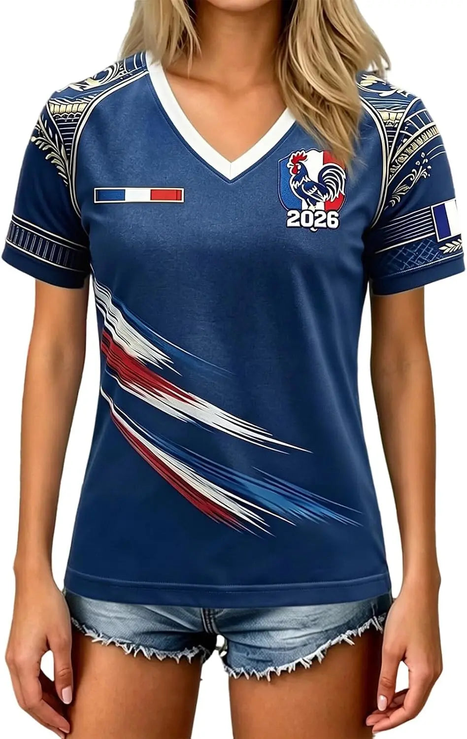 Maillot de Foot Femme 2026 Respirant Été Football T Shirts | Manches Courtes, Col en V, Sport Vêtements, Cadeau de Fans - Image 1