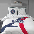 OMYDREAM PSG Tour Children's Bedding Set for Double | Children's Bedroom | 100% Cotton | Oeko-TEX | Duvet Cover + Pillowcase (s) cm | Reversible Print (White, 240 x 220 + 2 x 63 x 63 cm)