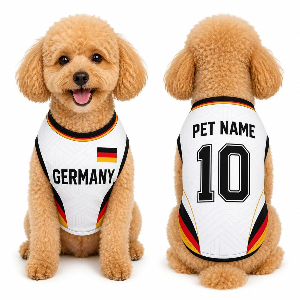 T Shirt Chien Personnalisé Style 2026, Maillot Drapeau Pays avec Nom Numéro, Tissu Mesh Léger Respirant pour Petit Moyen Grand Chien, Cadeau Fan Foot