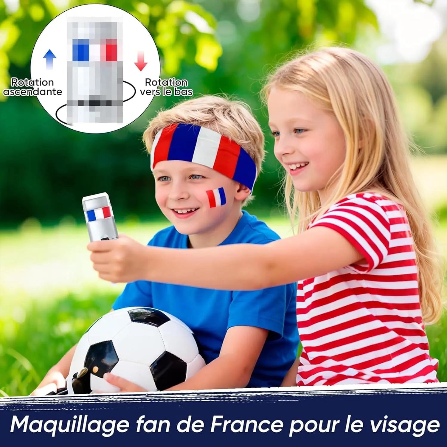 5-Piece France Flag Stand Kit, France Flag Scarf Bracelet Glasses Make-up Headband, Accessories Fan World Cup 2026, France Football Team Jersey, Supporter Kit for Stadium Party