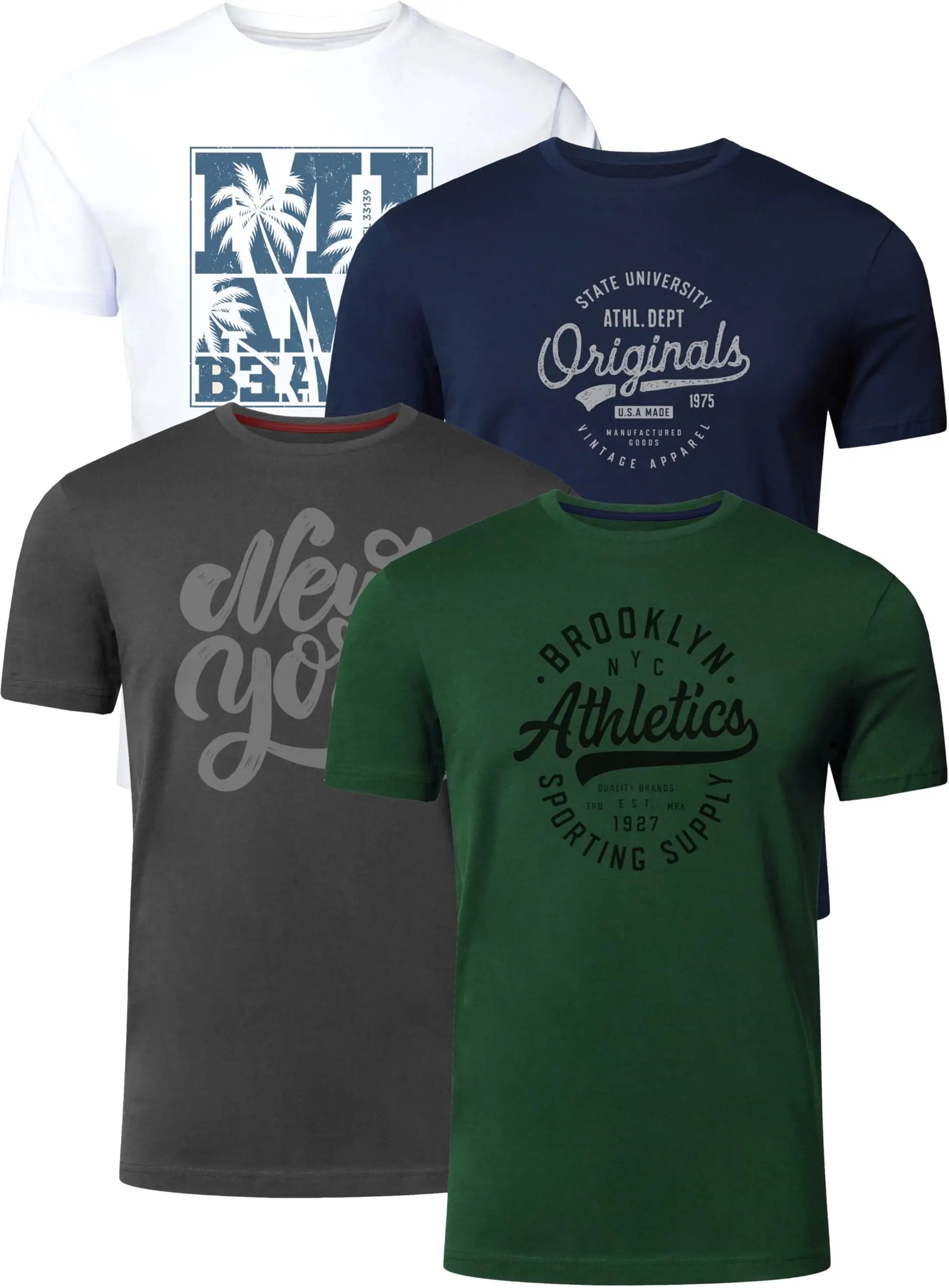 Men's 4-pack cotton crew neck t-shirts, various colors, everyday comfort, image 15 of 49.