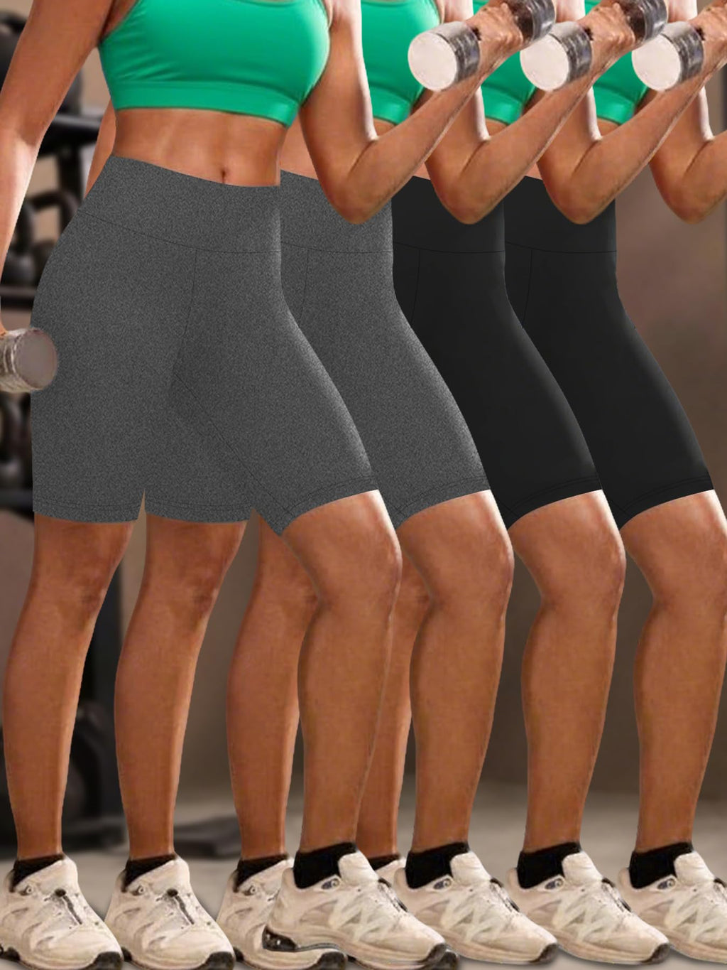 High Waisted Biker Shorts for Women Super Soft Tummy Control Non See Through Workout Running Yoga 6" Inseam 4 Pack