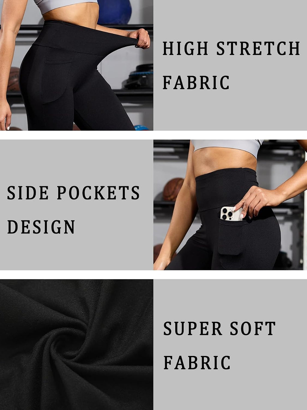 2 Pack Women's 5" High Waisted Capri Pants with Pockets, Super Soft, Tummy Control, Non See Through Workout, Running, Yoga.