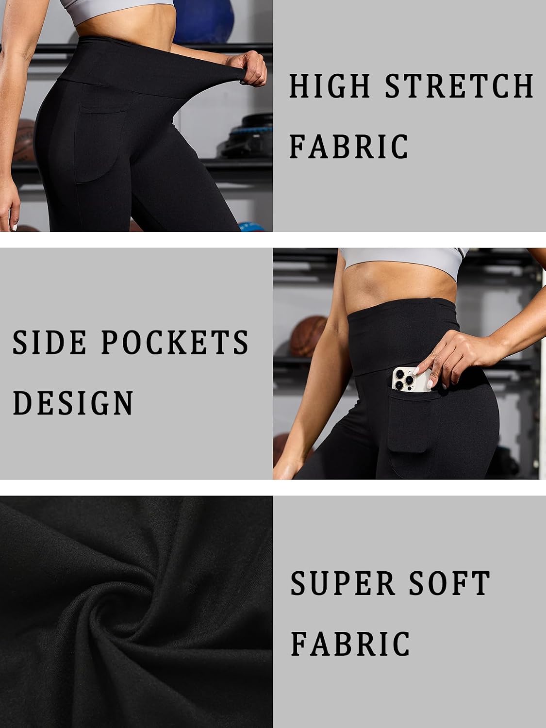 2 Pack Women's 5" High Waisted Capri Pants with Pockets, Super Soft, Tummy Control, Non See Through Workout, Running, Yoga.