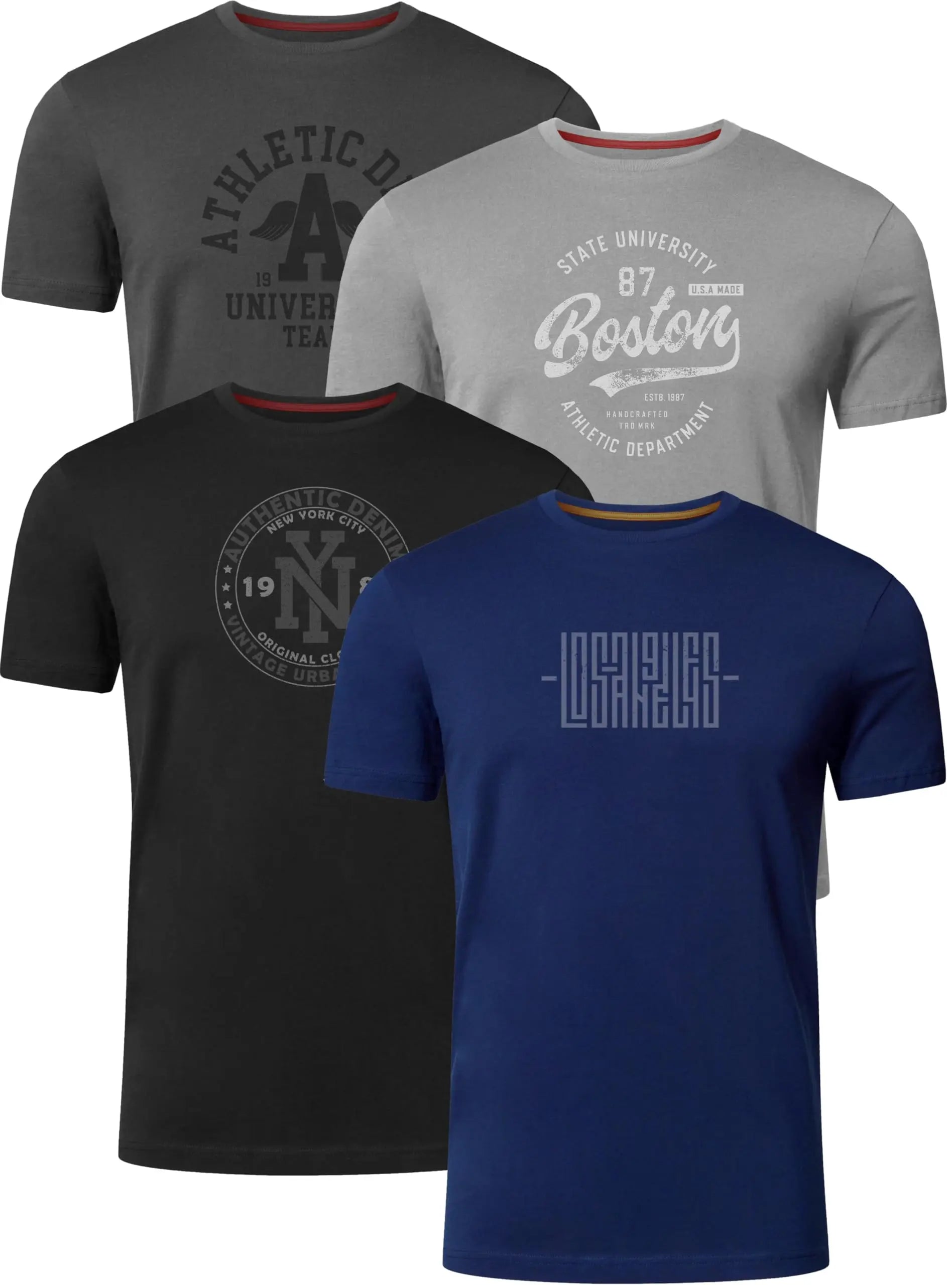 Men's 4-pack cotton crew neck t-shirts, everyday comfort. Image 37 of 49.