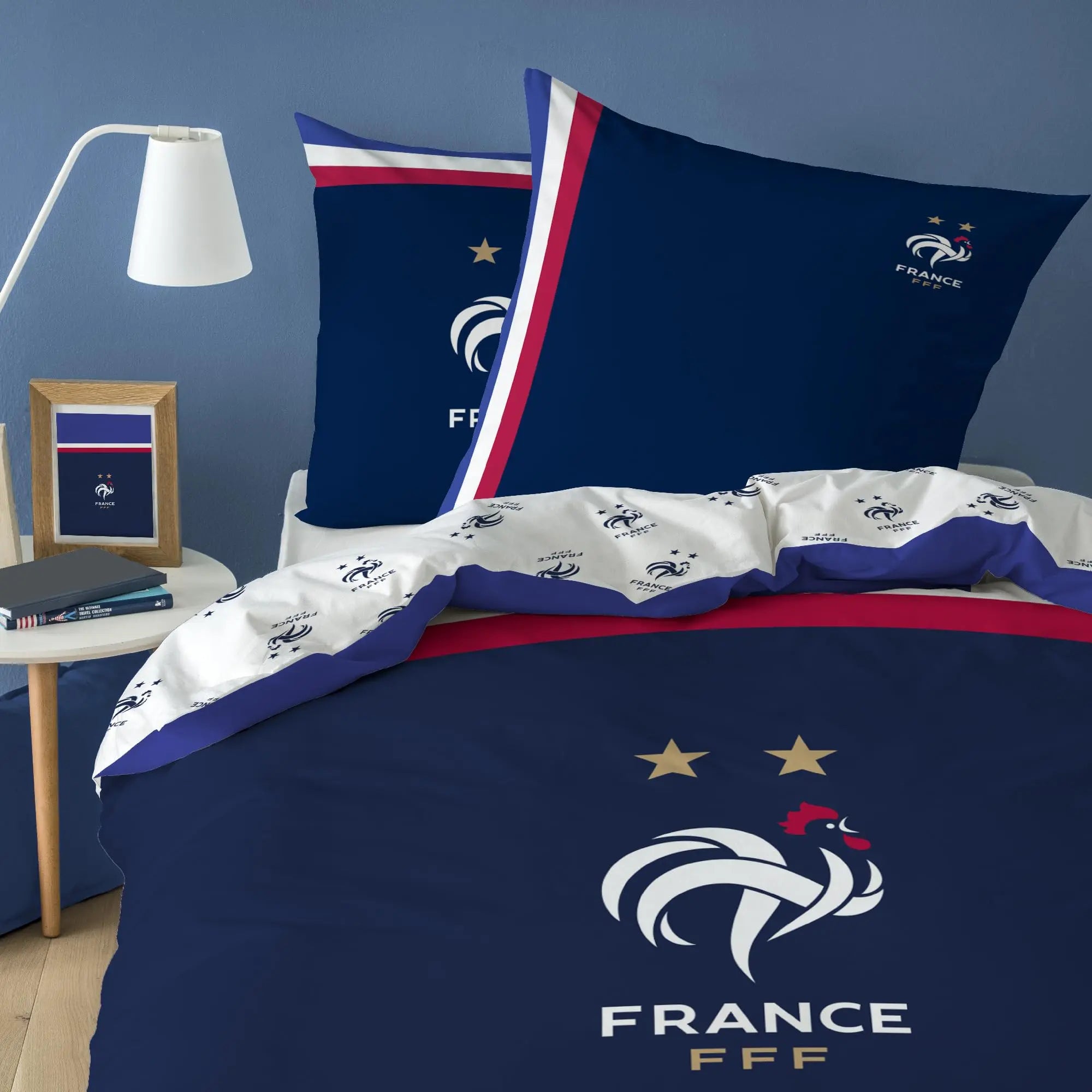 FFF 047723 Duvet Cover + 2 Pillowcases 240 x 220 + 2 x 63 x 63 cm, Blue, 2 x 63 x 63 cm