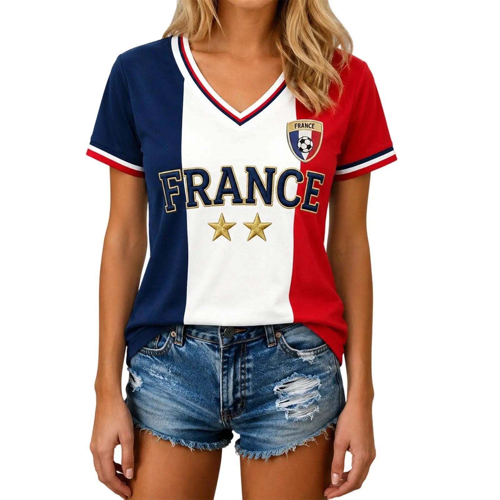 France 2026 Soccer Shirt, elegant graphic tee. Lightweight casual fan apparel. Image 24 of 33.