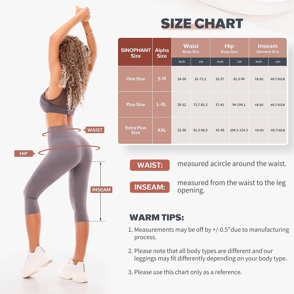 SINOPHANT Women's 3/4 Leggings, Sports Trousers, Jegging, High Waisted Yoga Opaque Soft Capri Trousers