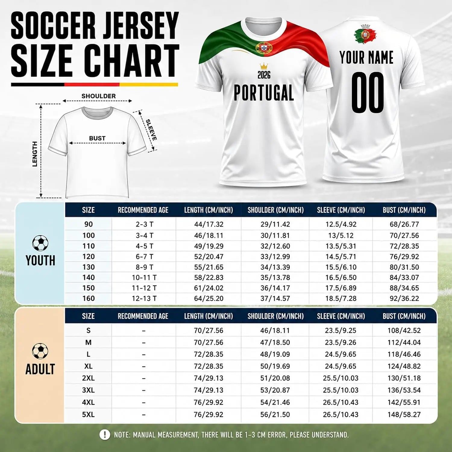 Personalised Football Jersey World Cup 2026, Men's Women's Kid 6 Teams with Name and Number