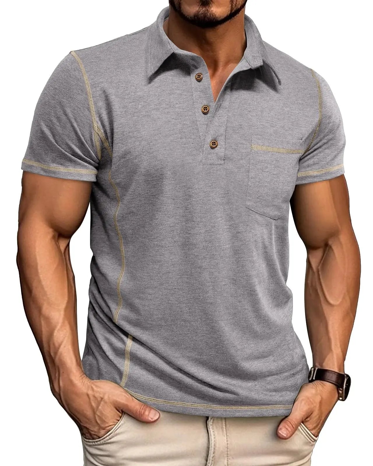 Men's Short Sleeve Polo Shirt Summer Golf Tee Shirt Sport Regular Fit Casual T-Shirts M-3XL - Image 15