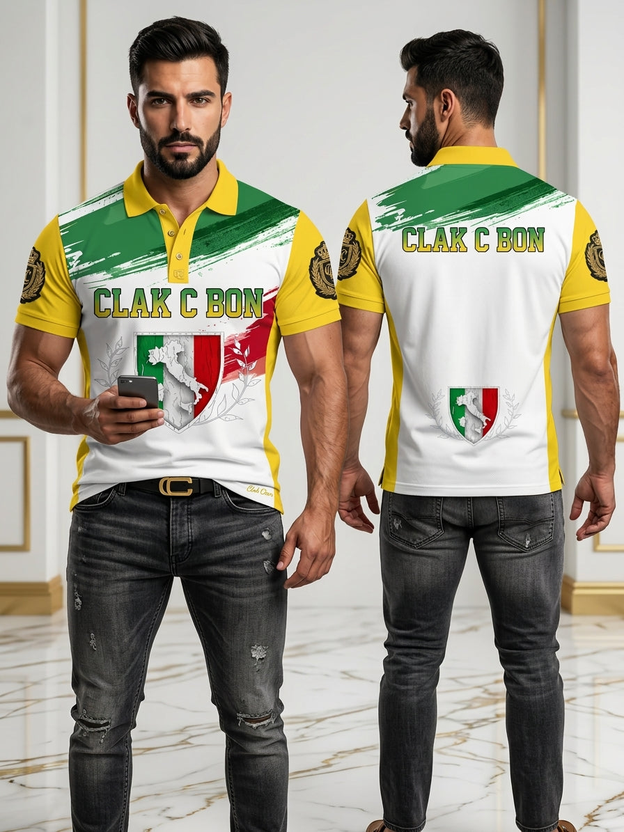 Polo élégant Clak Cbon en Lave et Or brossé